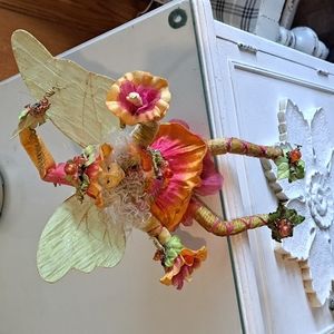 Fairy/Pixie/Elf ornament Mark Roberts like  Oranges greens pinks 13"